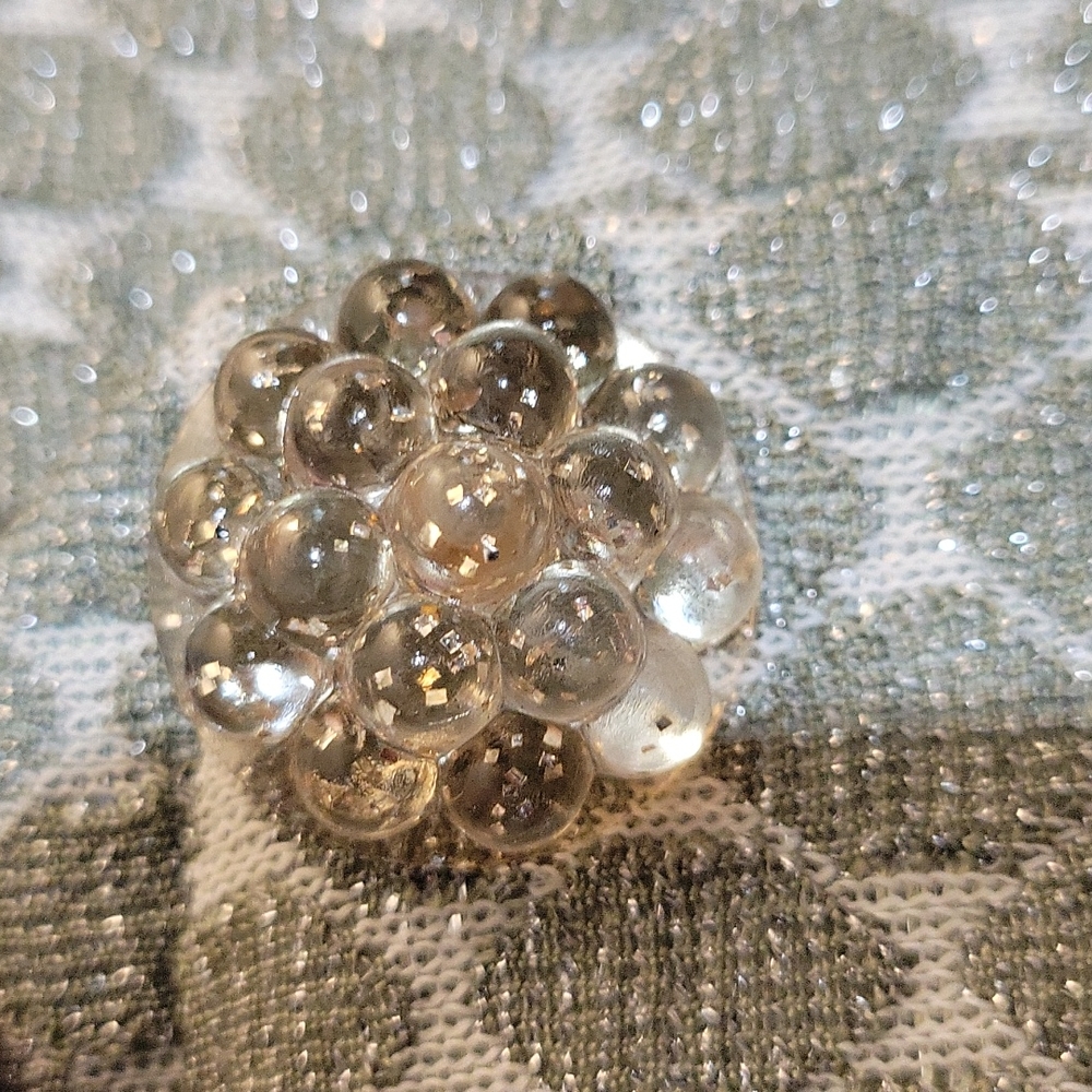 Vintage Handmake Jacket Silver Textured Lucite Glitter Button Detail S - Picture 5 of 14